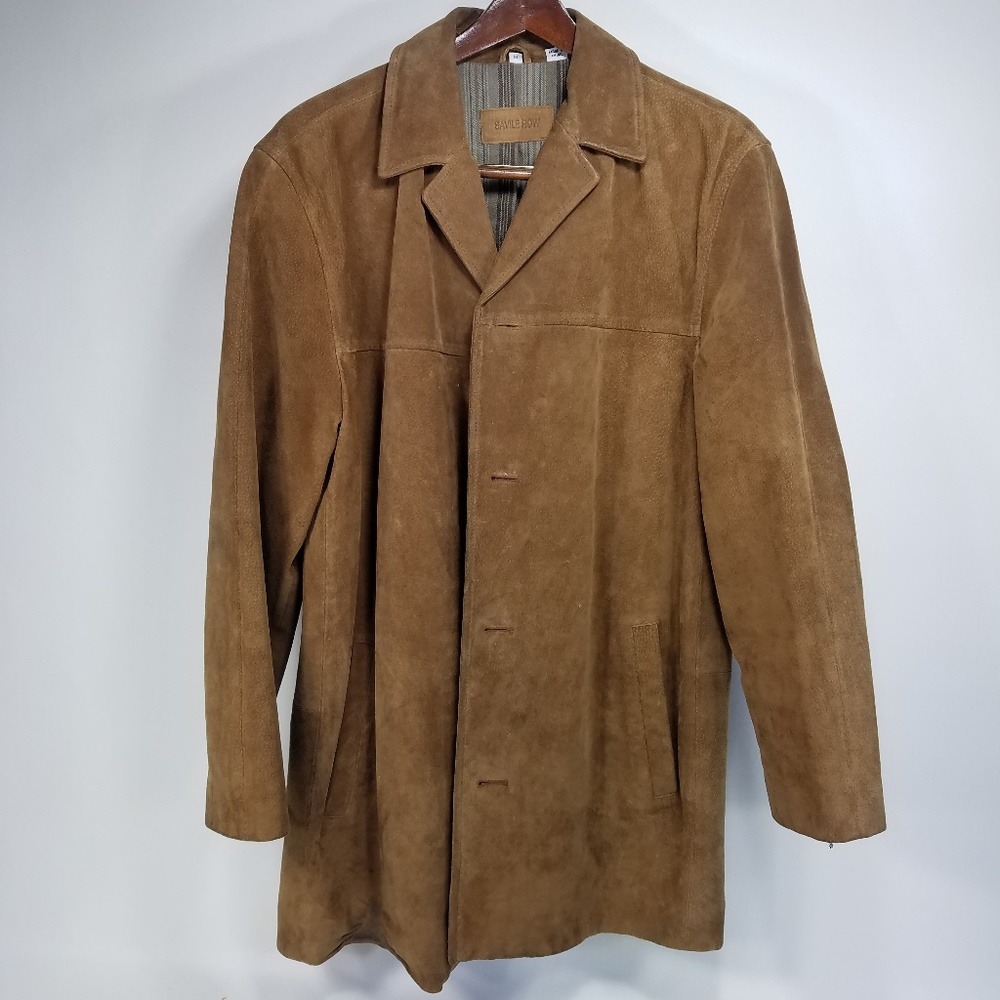Vintage Savile Row Mens Lined Leather Jacket M Tan